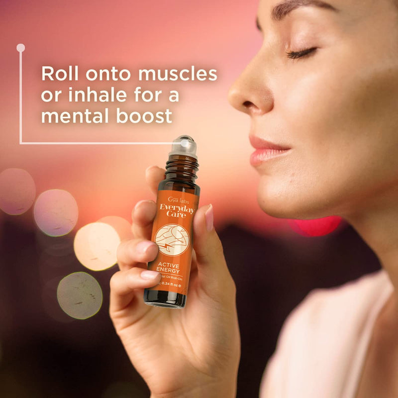 Gya Labs Active Energy Essential Oil Roll-On (10ml) - Sweet, Refreshing Scent Active Energy (Roll On) 10 ml (Pack of 1) - BeesActive Australia