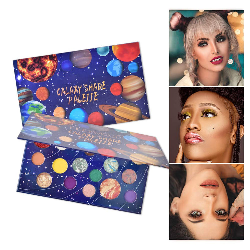 FREEORR 18 Colors Galaxy Shade Palette, Long Lasting Waterproof Multi Reflective Shimmer Matte Glitter Pressed Pearls Eyeshadow Makeup Pallet A - BeesActive Australia
