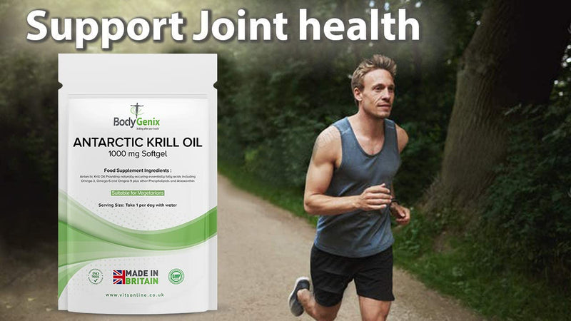 Bodygenix Antarctic Krill Oil Supplements, Healthy with high Omega-3, 6, 9 Joints and Immune Support 1000 mg Softgels (30) 30 - BeesActive Australia