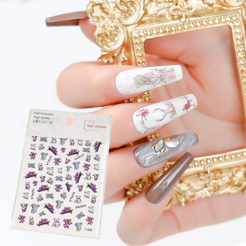 Bonnie-Sam 8 Sheets QUTE Cartoon Koala Rabbit Nail Art Decals Adhesive Nail Decals Sticker for Pretty Girl - BeesActive Australia