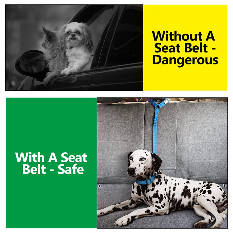 Plutus Pet Dog Seat Belt for Car Headrest, Reflective and Adjustable Restraint with Elastic Bungee for Safety, Vehicle Seatbelt Harness for Small Medium Large Dogs and Cats Blue - BeesActive Australia