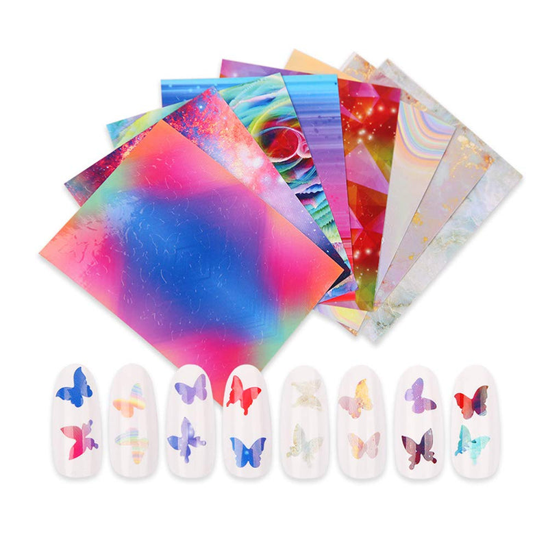 8 Sheet Butterfly Nail Art Holographic Strip Tape Nails Stickers Thin Laser Stripe Sticker DIY Nail Decoration Decal - BeesActive Australia