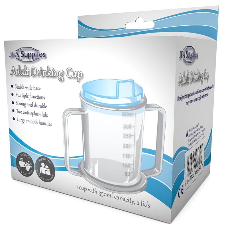 Drinking Cup/Beaker/Mug/Sippy Cup for Disabled Adults with Easy Grip Handles Anti Splash Spout and Travel Lid - BeesActive Australia