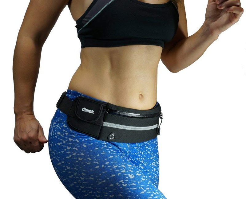 Dimok Running Belt Waist Pack - Water Resistant Runners Belt Fanny Pack for Hiking Fitness – Adjustable Running Pouch for Phones iPhone Android - BeesActive Australia