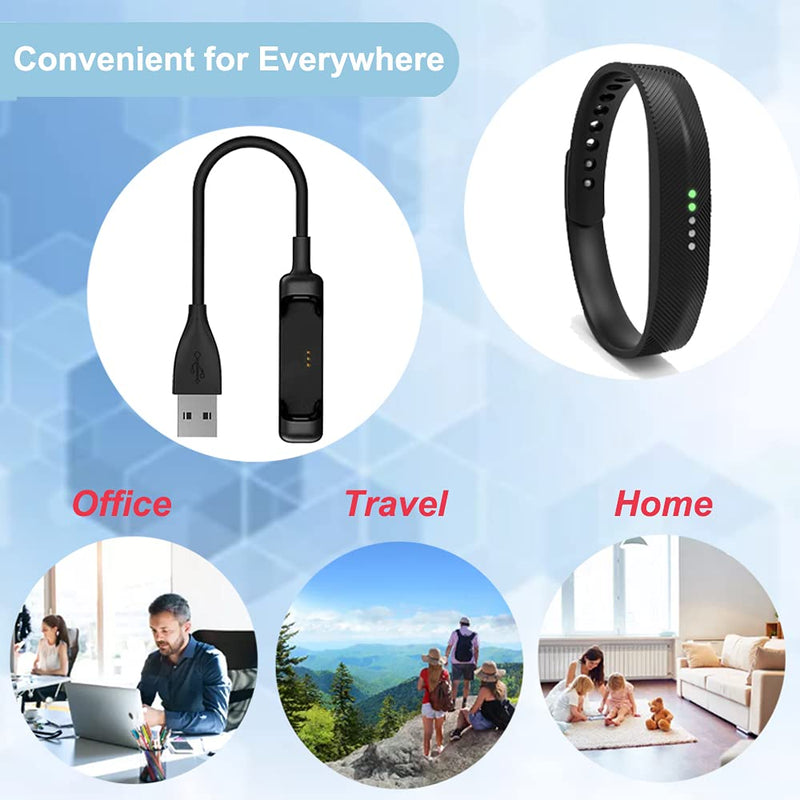 EXMRAT Compatible with Fit-bit Flex 2 Charger Cable (2Pack, 30cm/1ft), USB Charger Charging Cable for Fit-bit Flex 2 (Black, 2Pack) - BeesActive Australia