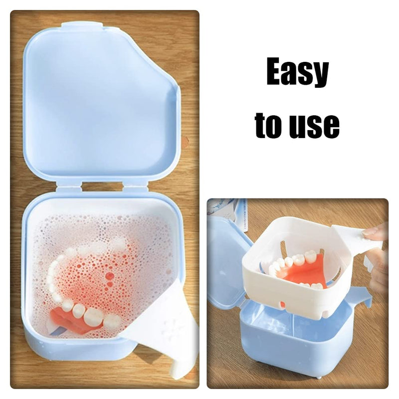 Denture Box Dual Purpose Hygienic Denture Case Denture Cleanning Set with Denture Brush for Ortho Retainers and Dental Appliances - BeesActive Australia