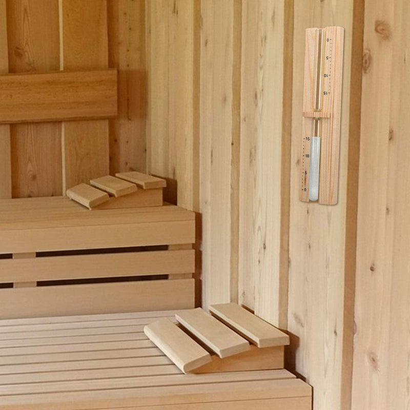 Navaris Sauna Hourglass Sand Timer - Classic Wall-Mounted Sand Hour Glass for Saunas - Pine Wood, Sand and Heat-Resistant Glass - 29.5 x 7.5 x 4 cm - BeesActive Australia