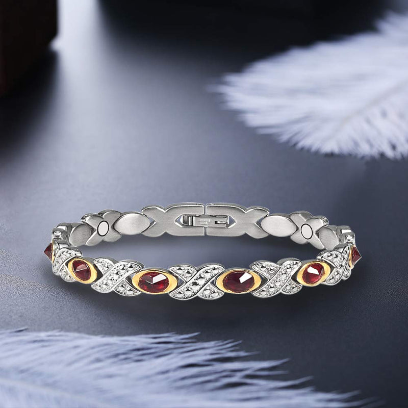 EnerMagiX Titanium Magnetic Bracelets for Men, Titanium Ruby Bracelet with Magnets Bracelets Gift for Women Men… - BeesActive Australia