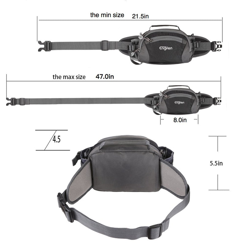 [AUSTRALIA] - ENGYEN Fanny Pack Waist Bag for Women Men, Running Packs Gear with Phone Water Bottle Holder Adjustable Belt, for Travel Workout Hiking, Carrying iPhone Money Black001 