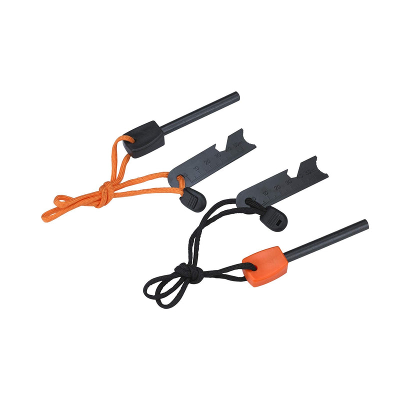 FOSTAR Ferrocerium Alloy Rod Fire Starter, 5/16 Inch Thick Waterproof Fire Steel, Bushcraft Ferro Rod with Easy Grip Handle, Multi-Tool Striker and Paracord Lanyard ( 2PCS, Black and Orange) - BeesActive Australia