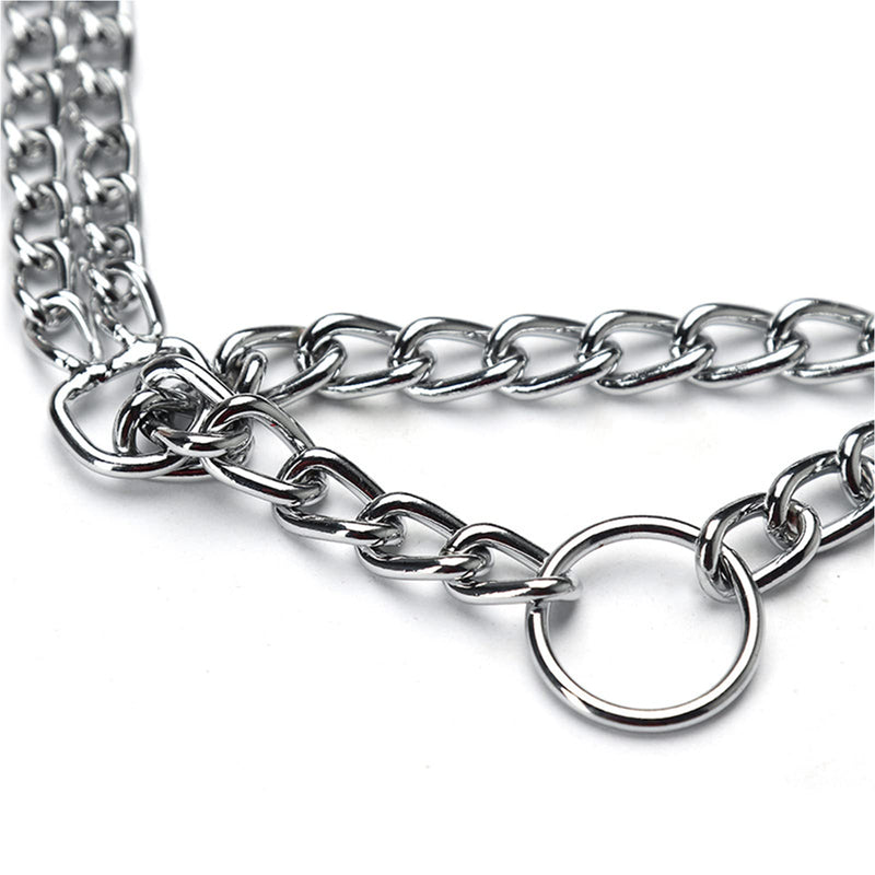 Dog Choker Collar Martingale Collar Training Double Row Chain Heavy Duty Collar for Medium Large Dogs L-20” (suitable for neck 15-18") - BeesActive Australia