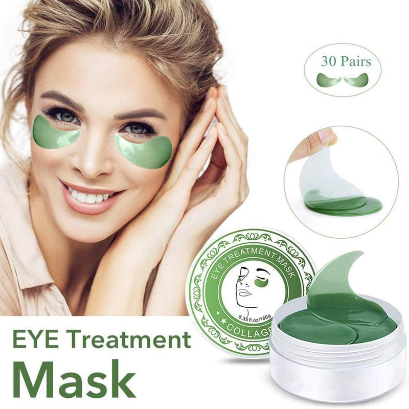 Under Eye Collagen Patch, Anti-Aging Mask Eye Treatment Masks for Puffy Eyes, Gel Eye Pads for Hyaluronic Acid - Under Eye Mask for Reducing Dark Circles (Green) Green - BeesActive Australia