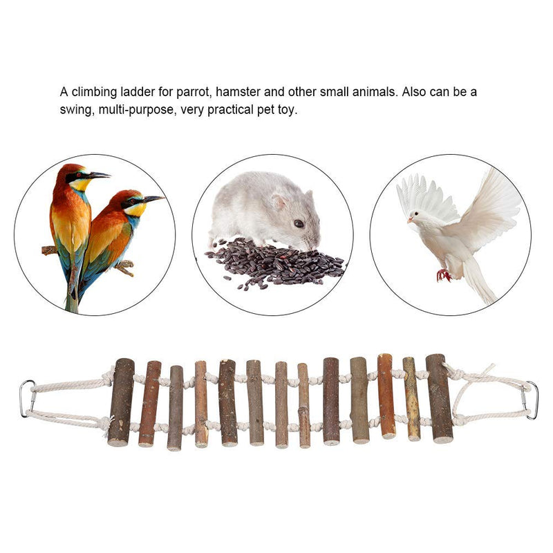 Wooden Bird Hanging Ladder, Parrot Natural Rope Wood Ladder with Rope Swing Bridge for Lovebirds Parakeets Parrots African Grey Cockatiel Pet Training Toys - BeesActive Australia