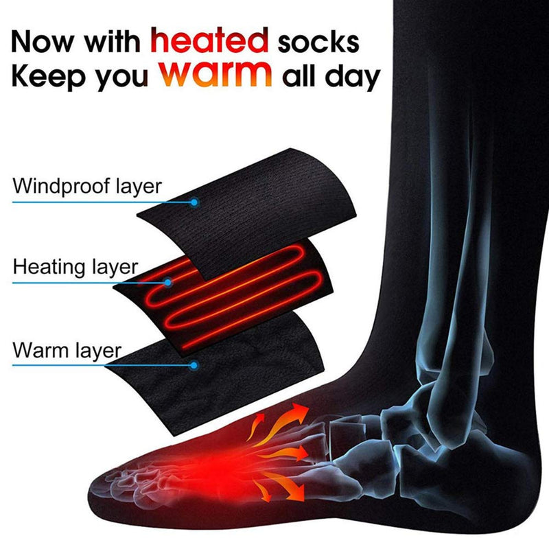 Heated Women Men Socks Washable Electric Thermal Heat Warming Cotton Socks for Unisex Cold Weather Outdoor Cycling Riding Camping Hiking Motorcycle Skiing black - BeesActive Australia