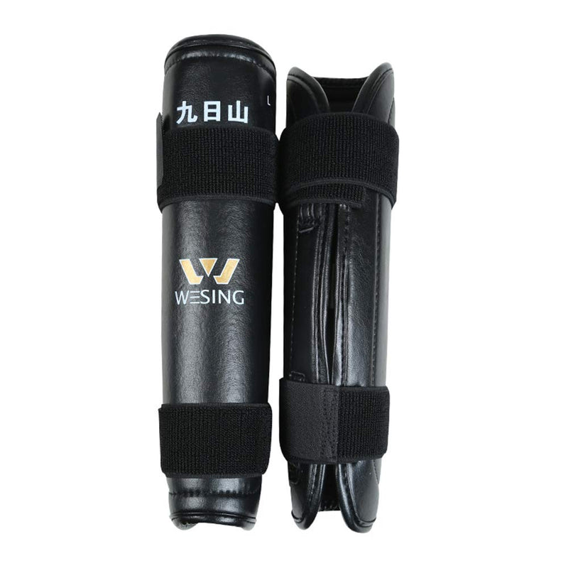 [AUSTRALIA] - Wesing Sanda Shin Guards Protective Gear Leg Pads Protective Muay Thai Boxing Competition Leg Guard Black Large 