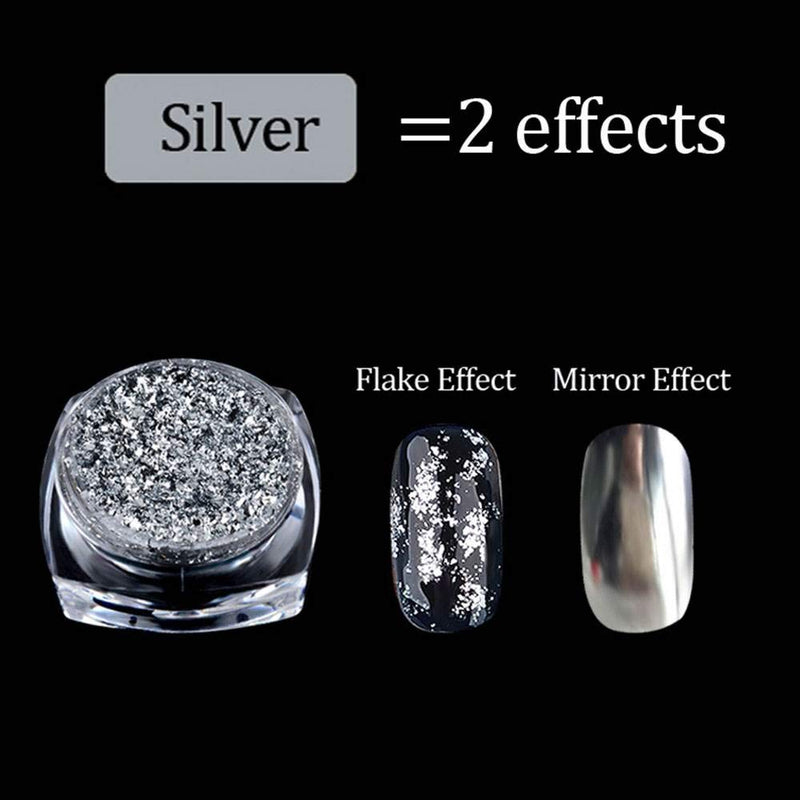 Nail Foil Holographic Glitter Nail Powder Kit Nail Art Gold Silver Glitter Aluminum Flakes Magic Mirror Effect Powders Sequins Nail Gel Polish Chrome Pigment Decorations 2 Box/Set - BeesActive Australia