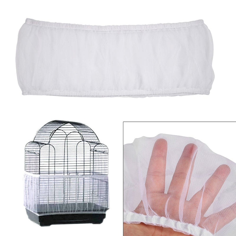 GOTOTOP 4 Colors Ventilated Nylon Bird Cage Cover Shell Seed Catcher Pet Products Large Size Bird Cage Seed Catcher Seeds Guard Parrot Nylon Mesh Net Cover Stretchy Shell Skirt Traps Cage Basket White - BeesActive Australia