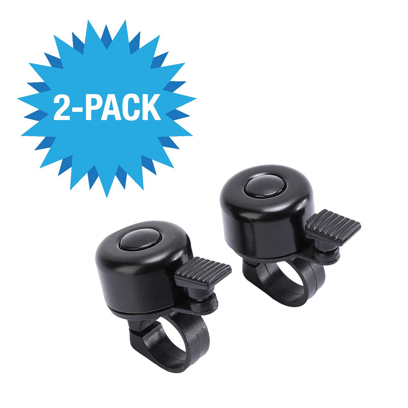 GSM Brands Bike Bell for Bicycle, 2pcs Mini Aluminum, Classic Loud Sound Pack of Two Black Bells Fit Handlebars .87-.89" - BeesActive Australia