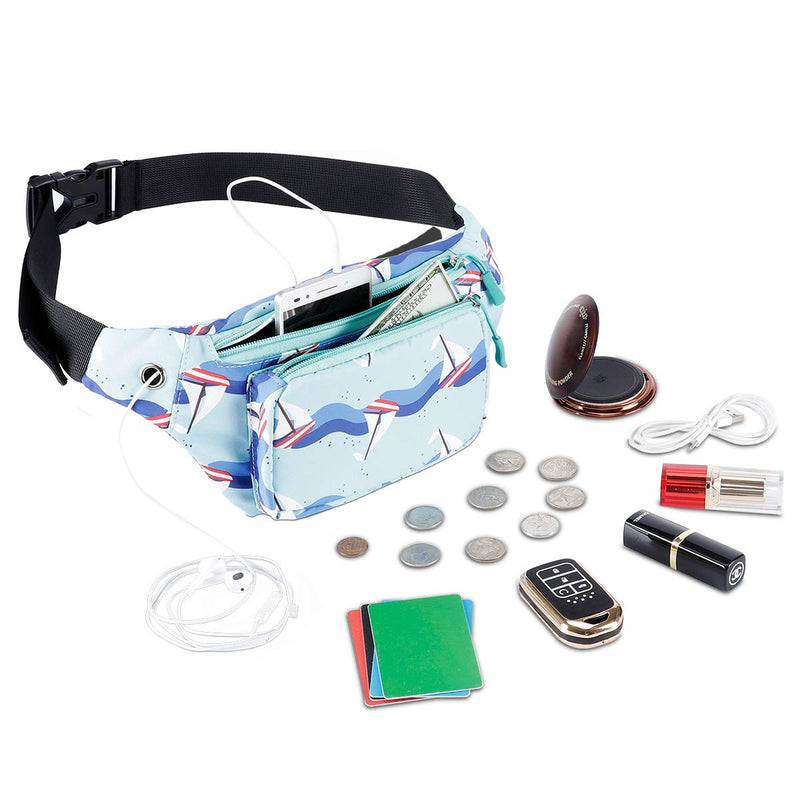 Casual Sport Waist Bag Chest Bag with Adjustable Strap for Women and Men Outdoors Workout Traveling Running Hiking Biking Gifts for Enjoy Sports Workout Casual Hands-Free Wallets (Sailboat) Sailboat - BeesActive Australia