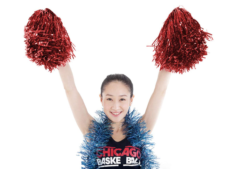 [AUSTRALIA] - hatisan 12 Pack Cheerleading Pom Poms, Cheerleader Pompoms Metallic Foil Pom Poms for Sports Team Spirit Cheering Party Dance Useful Accessories 6 Colors 