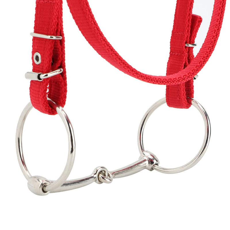 TOPINCN Horse Bridle, Red Adjustable Horse Bridle Rein Harness Horse Headstalls Bit Horse Equestrian Accessories with Soft Cushion - BeesActive Australia