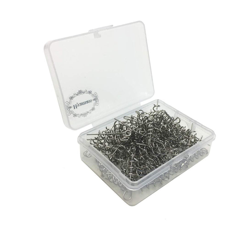Hyamass 15mm/26mm/33mm/42mm Soft Lure Bait Spring Twist Lock Outdoor Fishing Crank Hook Centering Pin for Soft Lure Bait Worm Crank Nickel-B: 26*5mm 100pcs - BeesActive Australia