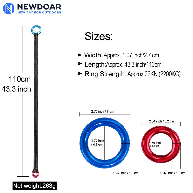 NewDoar Tree Arborist Friction Saver 22KN Climbing Cambium Saver Loop Belt Sling Retrievable Anchor 35.4 inch/43 inch Blue (43.3inch) - BeesActive Australia