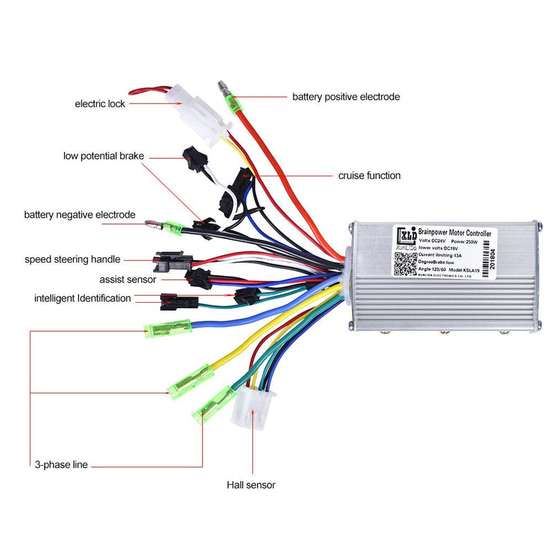 Ebike Controller, 24V 250W Brushless Motor Controller Electric Bicycle Speed Control for E-Bike and Scooter - BeesActive Australia