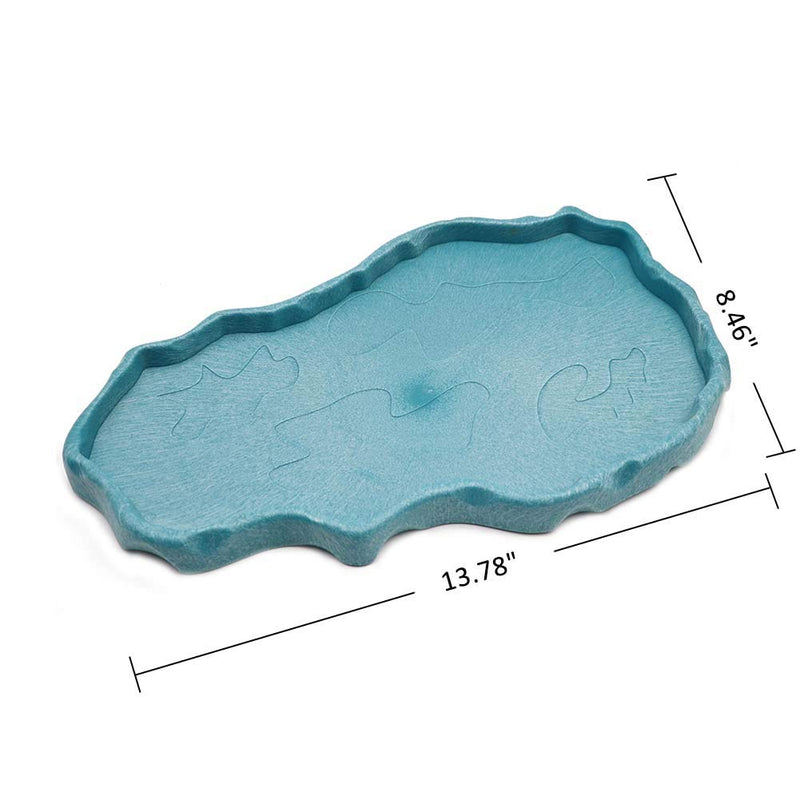 MACGOAL Reptile Food and Water Bowl Dish Reptile Food Dish Large Tortoise Water Bowl for Turtle Lizard Snake Gecko Ball Python Blue - BeesActive Australia