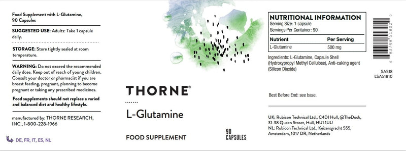 Thorne L-Glutamine - 90 Capsules - BeesActive Australia