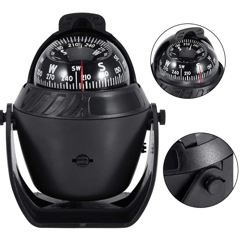 Compass Boating Navigation Marine Compass, Electronic LED Light Pivoting Compass, Multifunction Digital Navigation Compass with Night Lighting for Marine Boat Truck Car, Black - BeesActive Australia