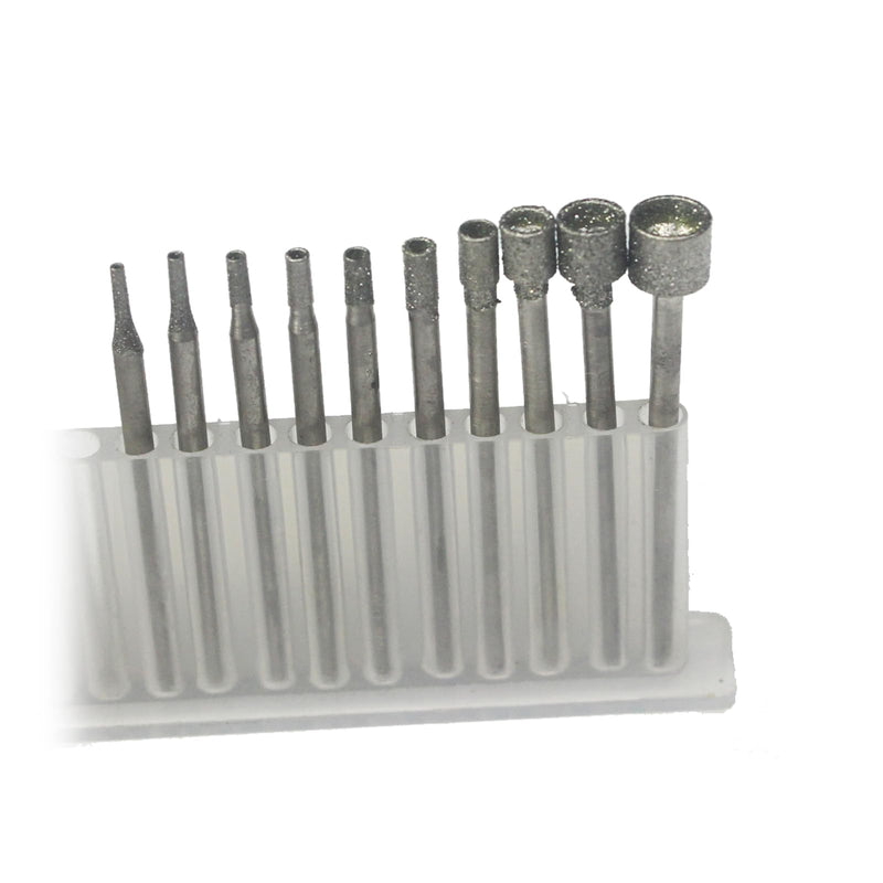 𝐋𝐮𝐨 𝐤𝐞 10 Pcs Hollow Cup Shape Diamond Burr Set, 3/32 Inch Shank Stone Carving Bits for Rotary Tools - BeesActive Australia