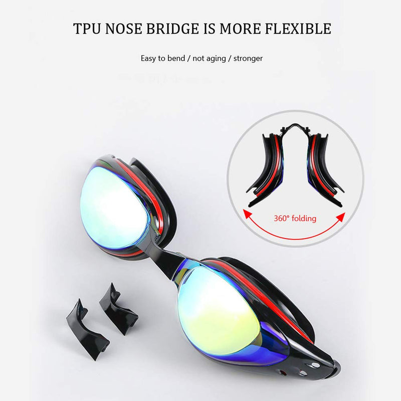 [AUSTRALIA] - UTOBEST Nearsighted Mirrored Swim Goggles Anti Fog Myopic Optical Swimming Goggles 100% UV Protection Triathlon Swim Glasses for Adult Men Women Junior Prescription Swim Goggles -5.0 