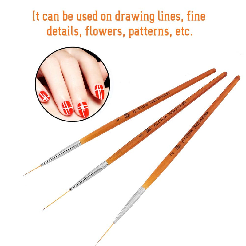 3Pcs Nail Art Drawing Line Brush Painting Pen Nail Dotting Tool Set, Novice Entry Nail Tool, Smooth and Good Operation - BeesActive Australia