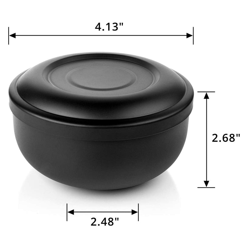 QSHAVE Stainless Steel Shaving Bowl with Lid 4 Inch Diameter Large Deep Size Matte Black Chrome Coating - BeesActive Australia