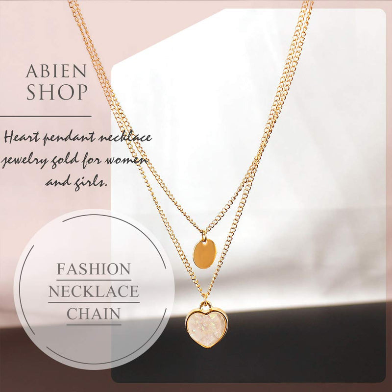 Abien Boho Coin Pendant Necklace Set Gold Heart Layered Necklace Chain Jewelry for Women and Girls - BeesActive Australia