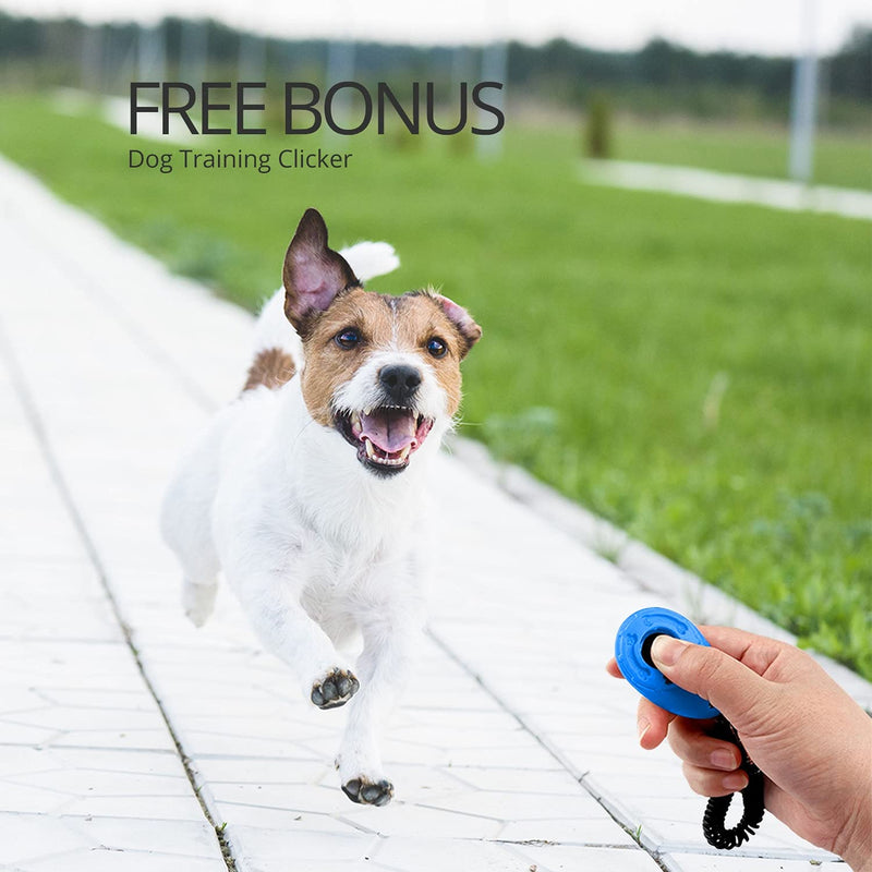 CFMOUR Retractable Dog Leash, 16ft No Tangle Retractable Leashes with Clicker for Puppy Small Medium Dogs Upto 44lbs, Strong Nylon Tape/Ribbon, One-Handed Brake Pause Lock Blue - BeesActive Australia