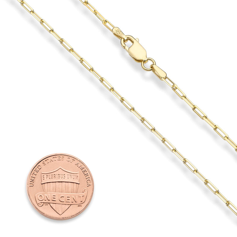 Miabella Solid 18K Gold Over Sterling Silver Italian 2mm Paperclip Link Chain Necklace for Women Men, 925 Made in Italy Length 18 Inches (women's average length) - BeesActive Australia
