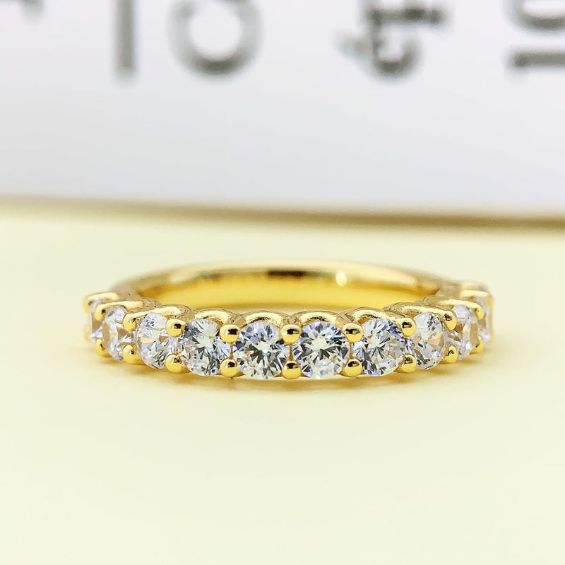 CGSRING 3mm Moissanite Wedding Band, Eternity Rings for Women, Womens Band Ring, Stackable Rings Gold 8.5 - BeesActive Australia