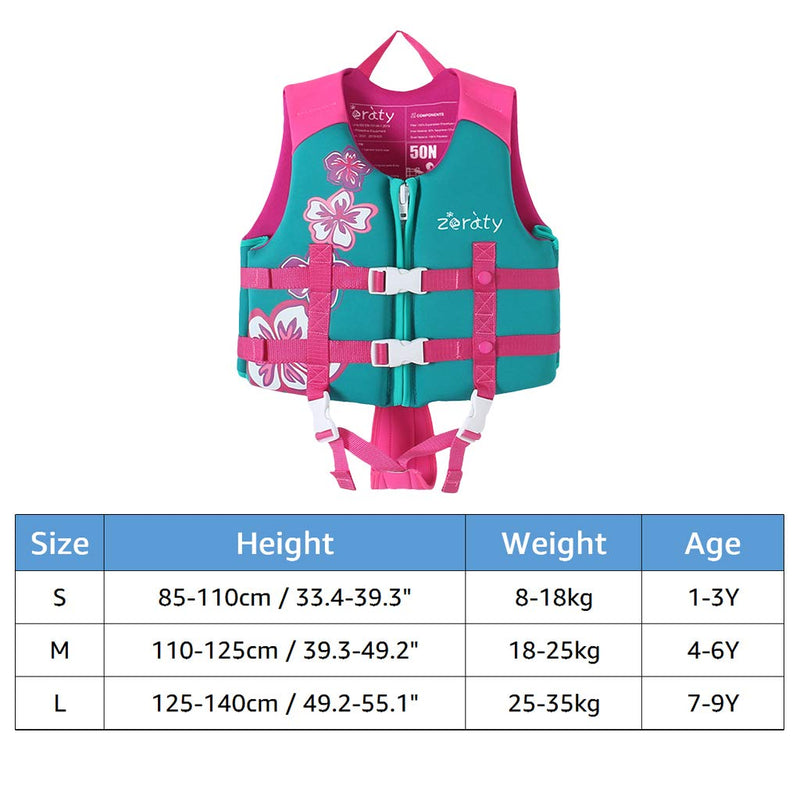 Zeraty Kids Swim Vest Life Jacket Flotation Swimming Aid for Toddlers with Adjustable Safety Strap Age 1-9 Years/22-50Lbs Pink M(Age Recommend 4-6 Years) - BeesActive Australia