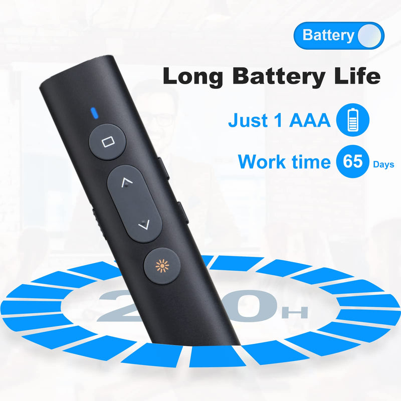 USB-A/USB-C Presentation Clicker for PowerPoint Presentations Pointer, Wireless Presenter Remote, Google Slide Advancer Projector Smart Board Slideshow PPT Clicker for Mac/Laptop/Computer/Office Red Light - BeesActive Australia
