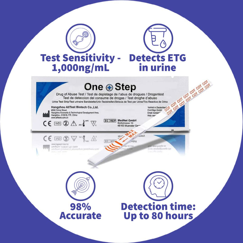 One Step: 5 x ETG Testing Kits (Ethanol, Ethyl Glucuronide) Urine Alcohol Test Strips 5 Count (Pack of 1) - BeesActive Australia