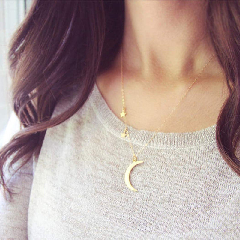 TseanYi Boho Moon Pendant Necklace Gold Stars Chain necklace Choker Personalized Crescent Moon Necklaces Chain Jewelry for Women and Girls - BeesActive Australia