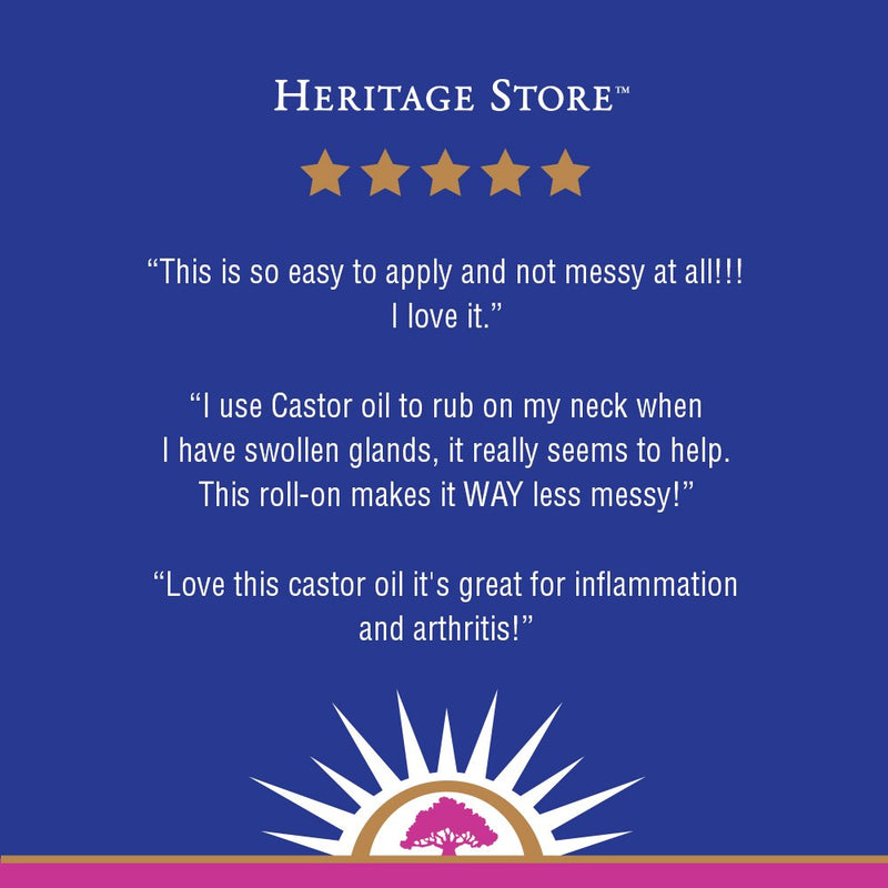 Heritage Store Palma Christi Roll-on Castor Oil | Cold Pressed, No Hexane & Unscented | 3 oz - BeesActive Australia