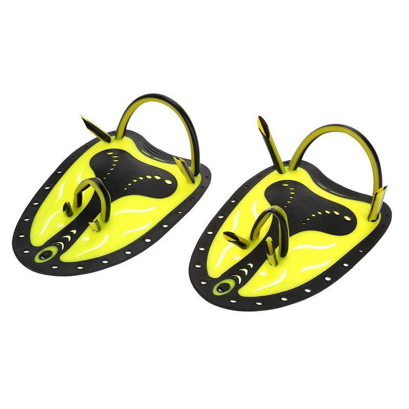 [AUSTRALIA] - SolUptanisu Hand Fins for Swimming Diving Paddles Adjustable Webbed Training Fin Scuba Equipment,1 Pair L-Yellow 