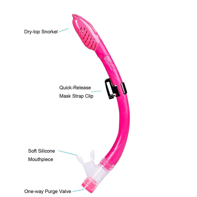 [AUSTRALIA] - UPhitnis Kids Snorkel Set - Dry Top Snorkel Mask with Big Eyes for Childs, Boys, Girls - Anti-Fog and Anti-Leak Snorkeling Mask and Snorkel for Children Age 4-12 Pink 