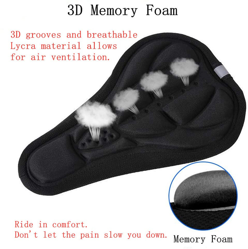 Cycling Bicycle Gel Pad Bike Seat Saddle Cover 3D Soft Cushion Black - BeesActive Australia