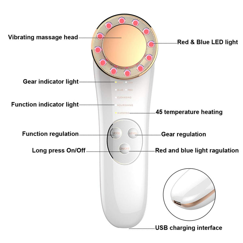 Face Massager, Skin Care Tools 7 in 1 Facial Machine Skin Care for Face Neck (Gold) Gold - BeesActive Australia