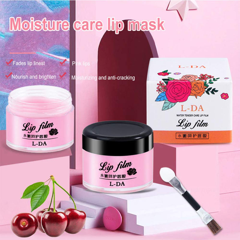 Lip Sleeping Mask, Cherry Moisturizer Repair Cracked Lips Plumper Mask Overnight Treatment, Moisturizing Collagen Lip Balm Mask Night Sleep Lip Mask with Lips Brush Gift - BeesActive Australia