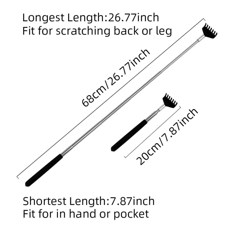 Back Scratcher, WOVTE 3 Pack Black Portable Extendable Stainless Steel Telescoping Back Massager for Adults Men Women Itch Relief (7.87 to 26.77 Inch) - BeesActive Australia